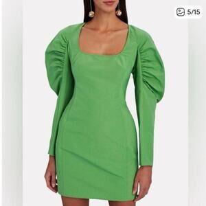 AKNVAS Lexi Puff Sleeve BodyCon Cotton Blend Mini Dress Green 6